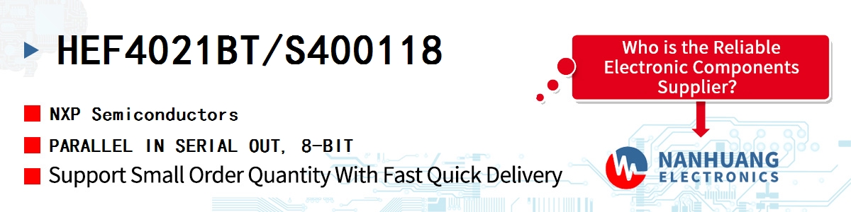 HEF4021BT/S400118 NXP PARALLEL IN SERIAL OUT, 8-BIT