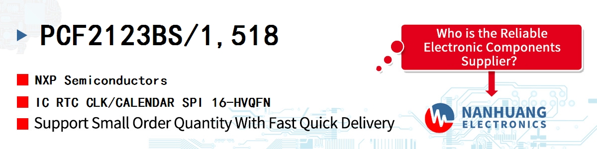 PCF2123BS/1,518 NXP IC RTC CLK/CALENDAR SPI 16-HVQFN